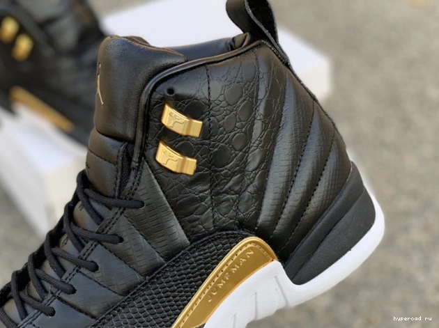 AO6068-007 Black Gold-White Retro Metallic Jordan 12 Air 'Reptile' 0821
